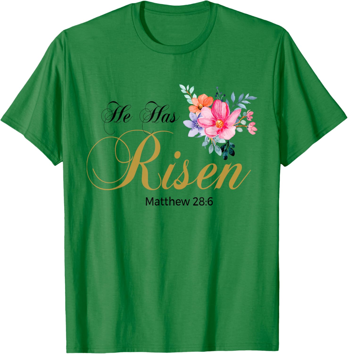 He Has Risen Jesus Religous Easter Sunday Christian Jesus T-Shirt - T-Shirt | Irish Green
