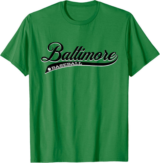 Vintage Retro Baltimore Baseball Classic T-Shirt - T-Shirt | Irish Green