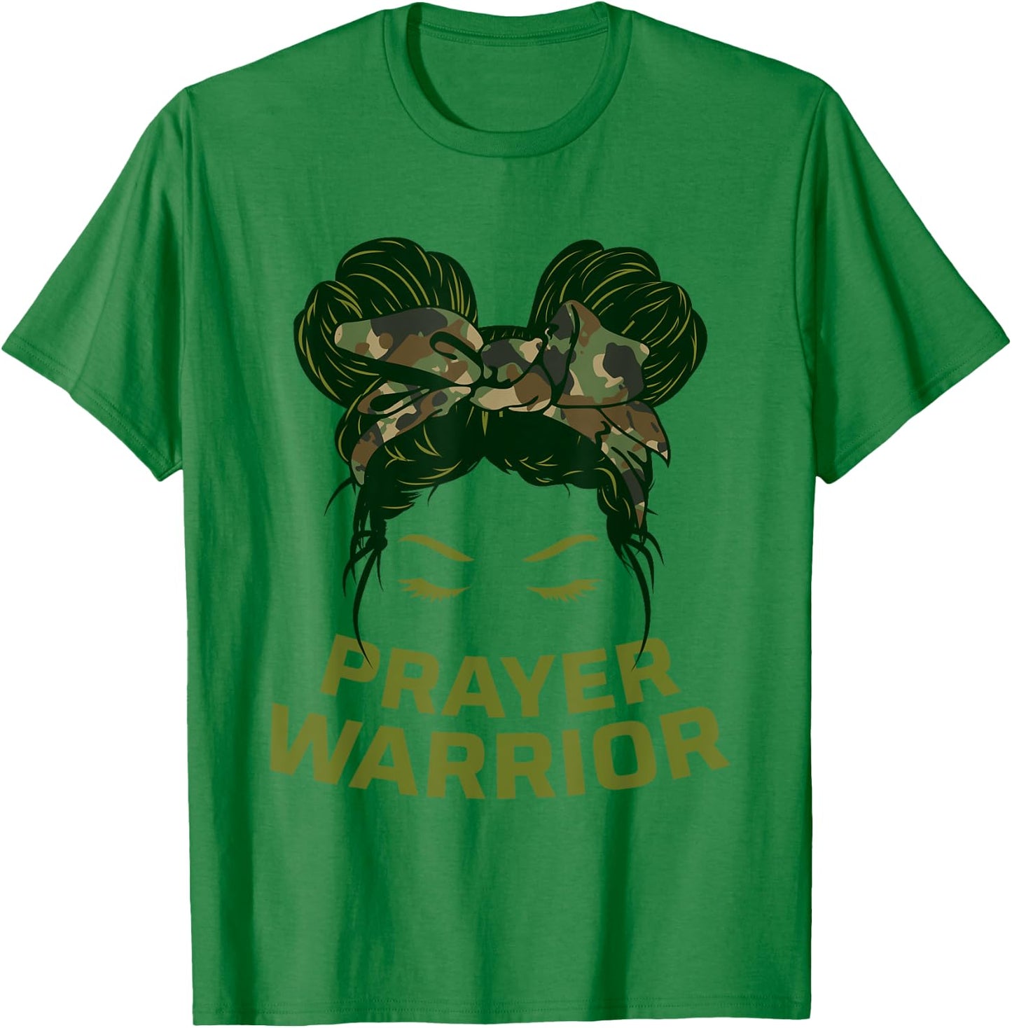 Prayer Warrior Teens Girls Camo Faith God Jesus Christian T-Shirt - T-Shirt | Irish Green
