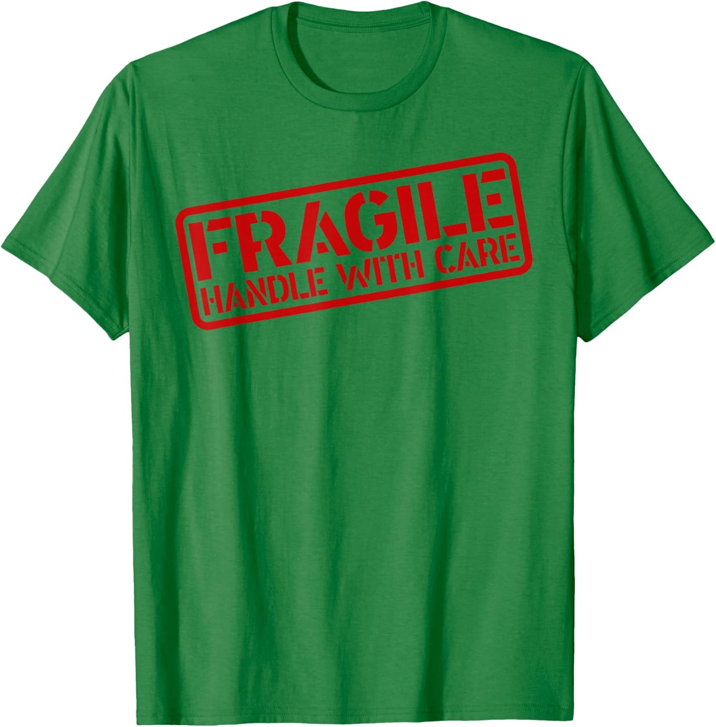 Grunge Fragile Handle with Care Funny Graphic Novelty T-Shirt - T-Shirt | Irish Green