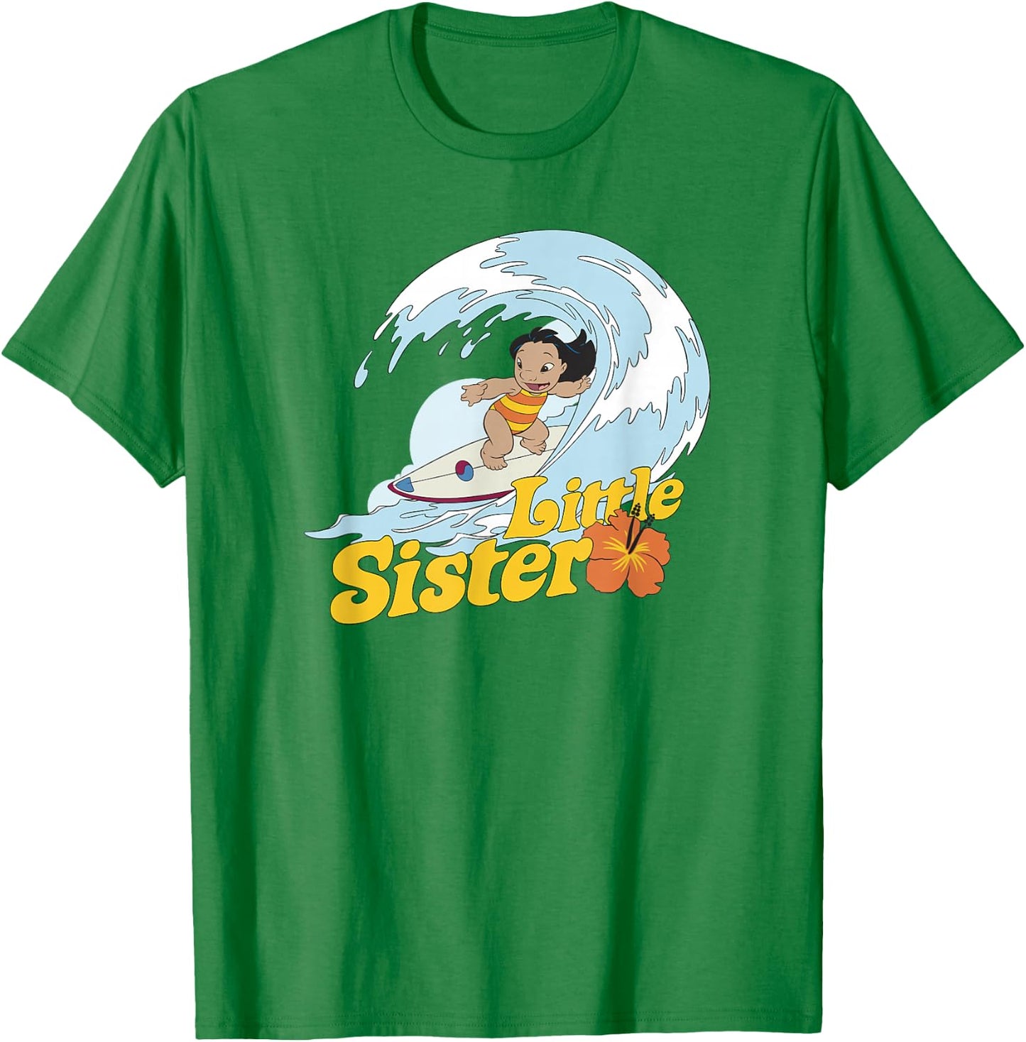 Disney Lilo & Stitch Little Sister Lilo Surfing T-Shirt - T-Shirt | Irish Green