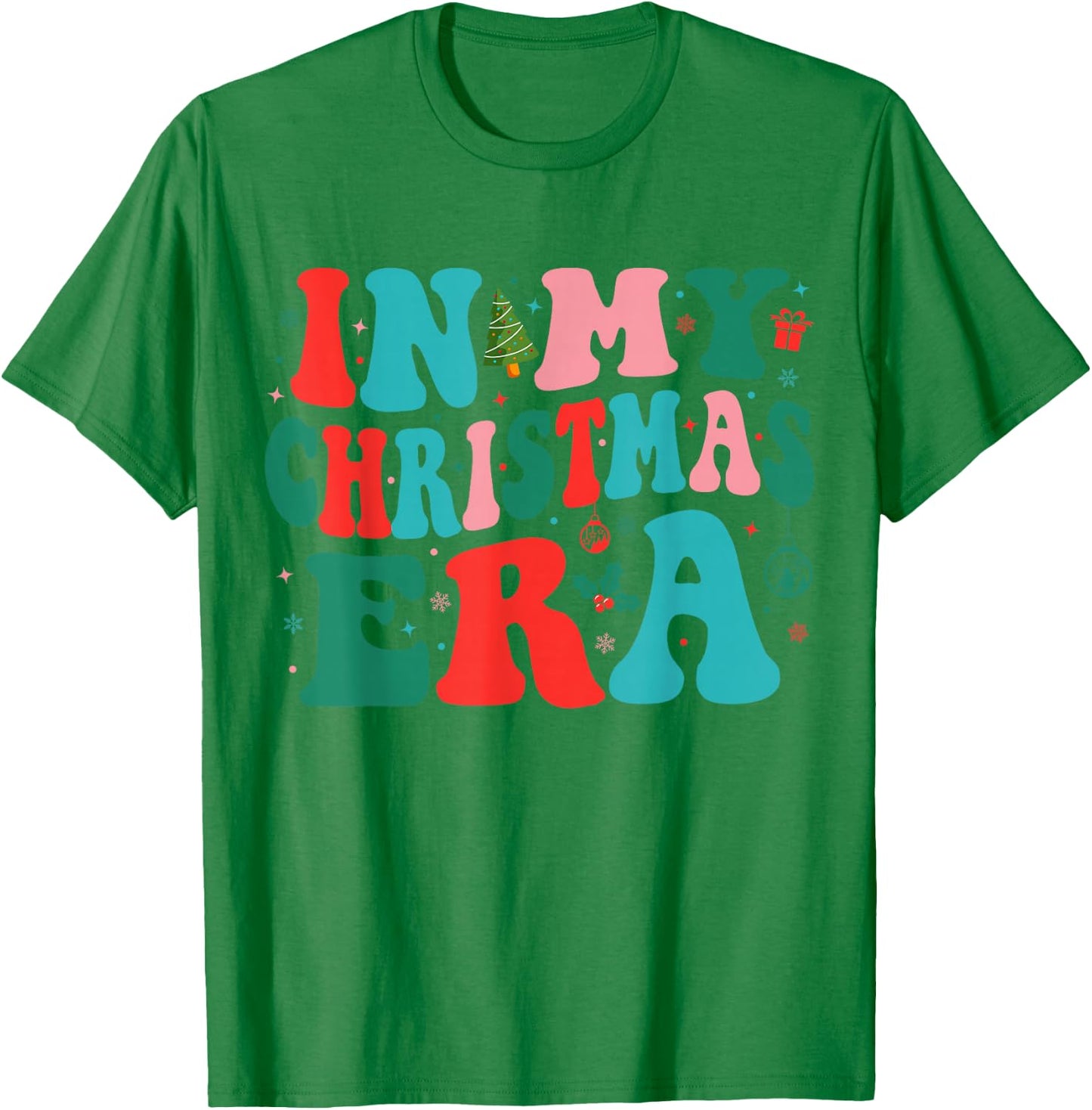 In My Christmas Era Cute Groovy Christmas Holiday Xmas T-Shirt - T-Shirt | Irish Green