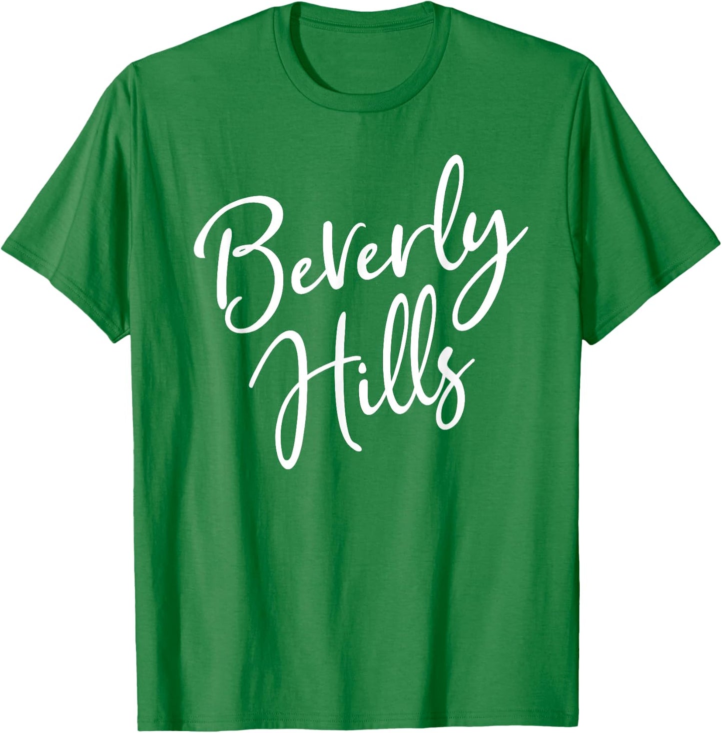 Beverly Hills Script Text Pink with White Print T-Shirt - T-Shirt | Irish Green