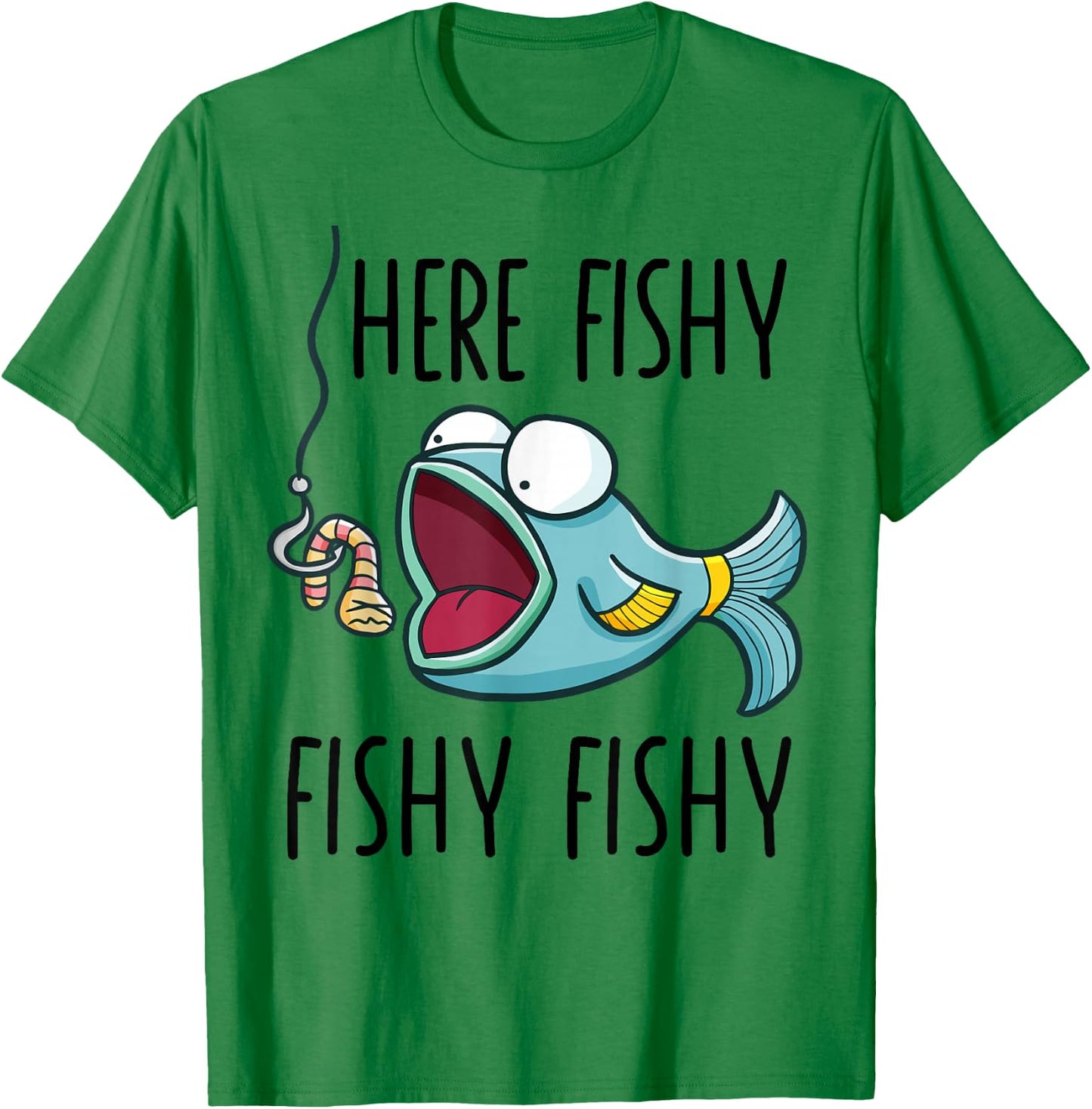 Here-Fishy Shirt Women Youth Boys Kids Toddler Funny Fishing T-Shirt - T-Shirt | Irish Green