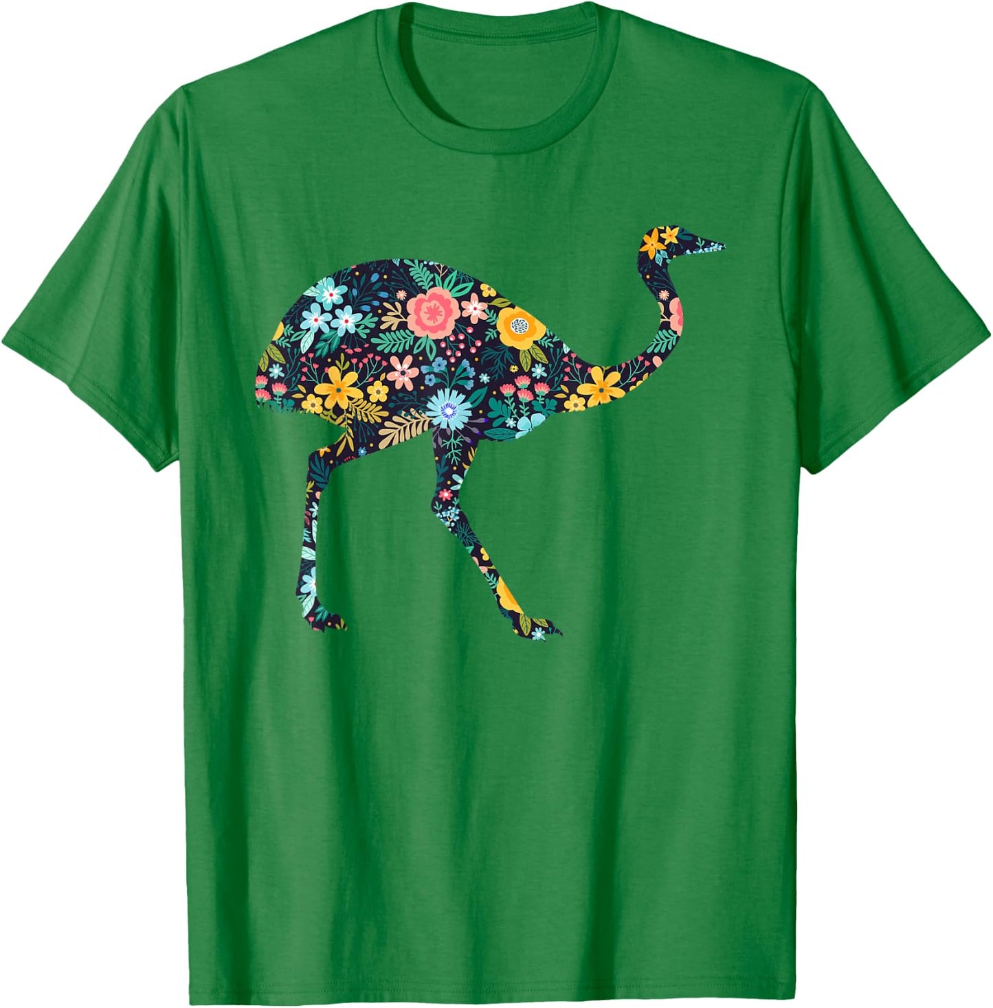 Floral Rhea Bird Silhouette Girls Graphic T-Shirt - T-Shirt | Irish Green
