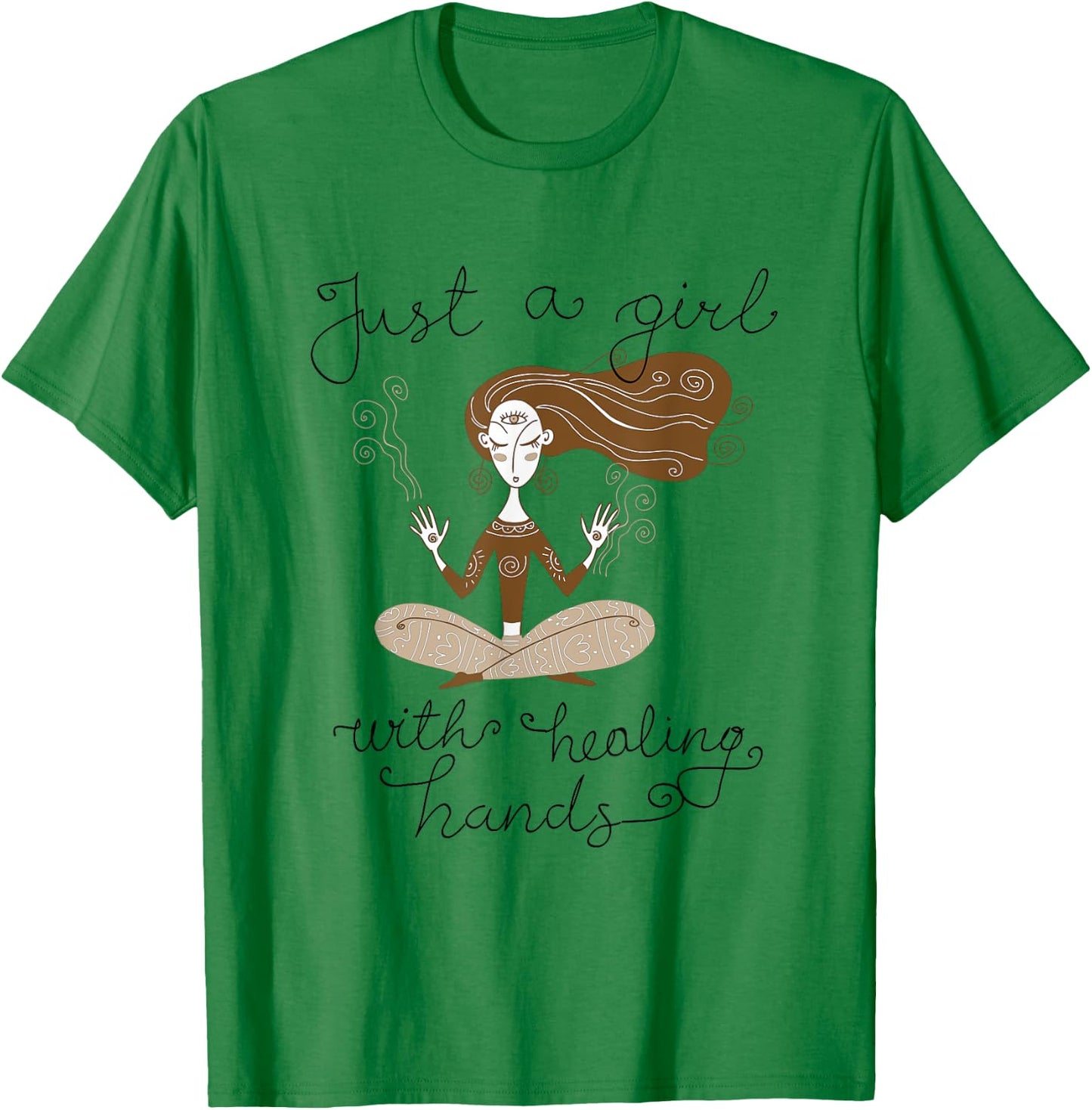 A Girl With Healing Hands Reiki Master Reiki Therapist T-Shirt - T-Shirt | Irish Green