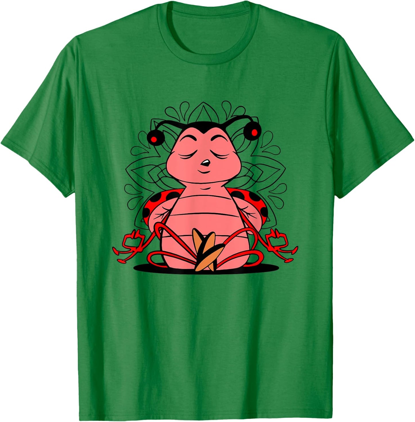 Meditating Ladybug doing yoga for meditation and mindfulness T-Shirt - T-Shirt | Irish Green