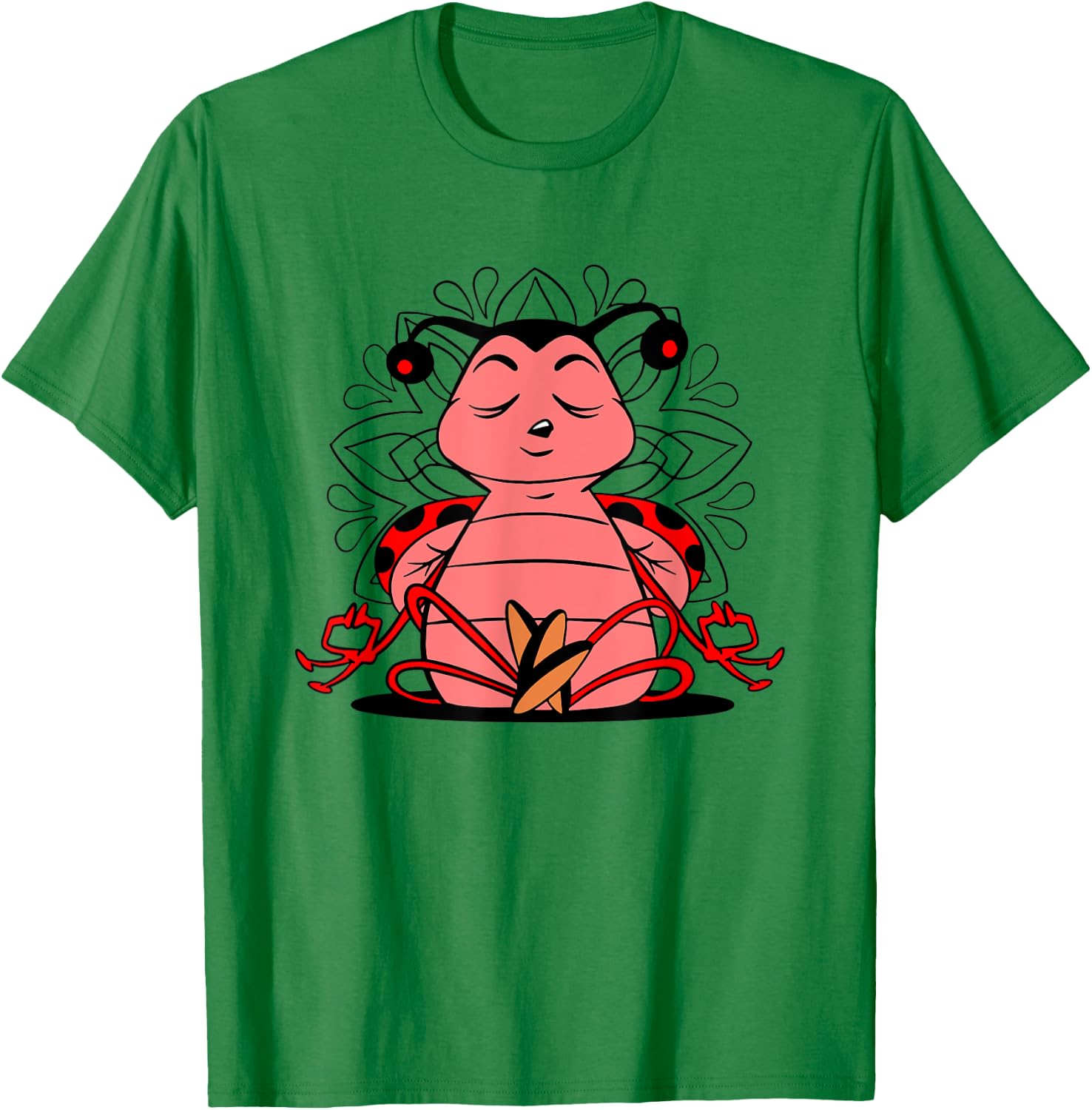 Meditating Ladybug doing yoga for meditation and mindfulness T-Shirt - T-Shirt | Irish Green