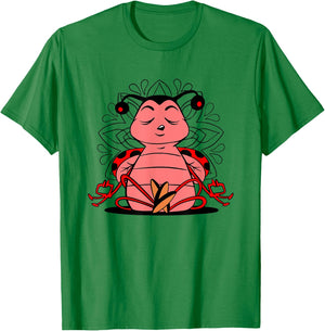 Meditating Ladybug doing yoga for meditation and mindfulness T-Shirt - T-Shirt | Irish Green
