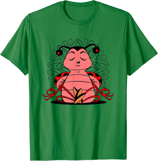 Meditating Ladybug doing yoga for meditation and mindfulness T-Shirt - T-Shirt | Irish Green