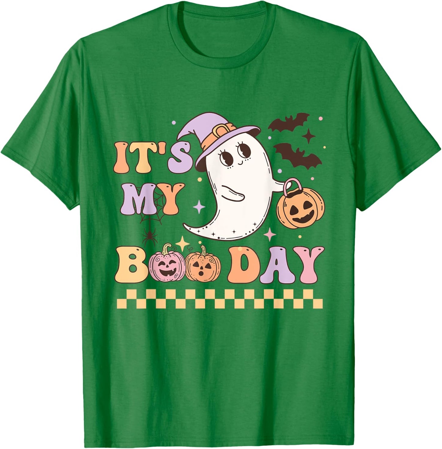 Funny Its My Boo Day Cute Halloween Birthday Ghost Pink Bow T-Shirt - T-Shirt | Irish Green