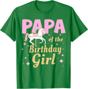 Papa Carousel Party 1st First Birthday Girl Family Matching T-Shirt - T-Shirt | Irish Green