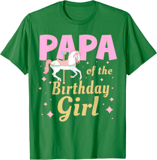 Papa Carousel Party 1st First Birthday Girl Family Matching T-Shirt - T-Shirt | Irish Green