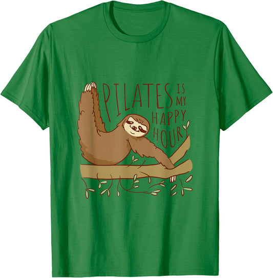 Sloth Pilates Is My Happy Hour T-Shirt - T-Shirt | Irish Green