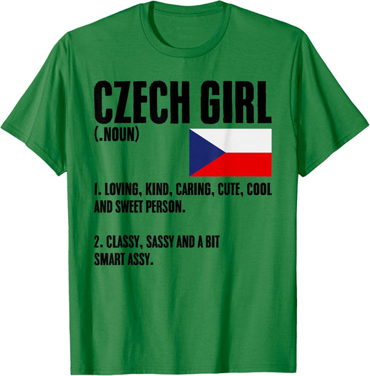 Czech Girl Definition Czech Republic Flag Prague Czech Women T-Shirt - T-Shirt | Irish Green