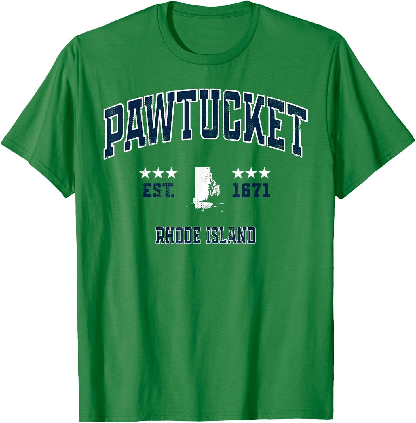 Pawtucket Rhode Island RI Vintage Athletic Navy Sports T-Shirt - T-Shirt | Irish Green