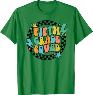 Back To School Groovy Teacher Fifth 5th Grade Crew Squad T-Shirt - T-Shirt | Irish Green