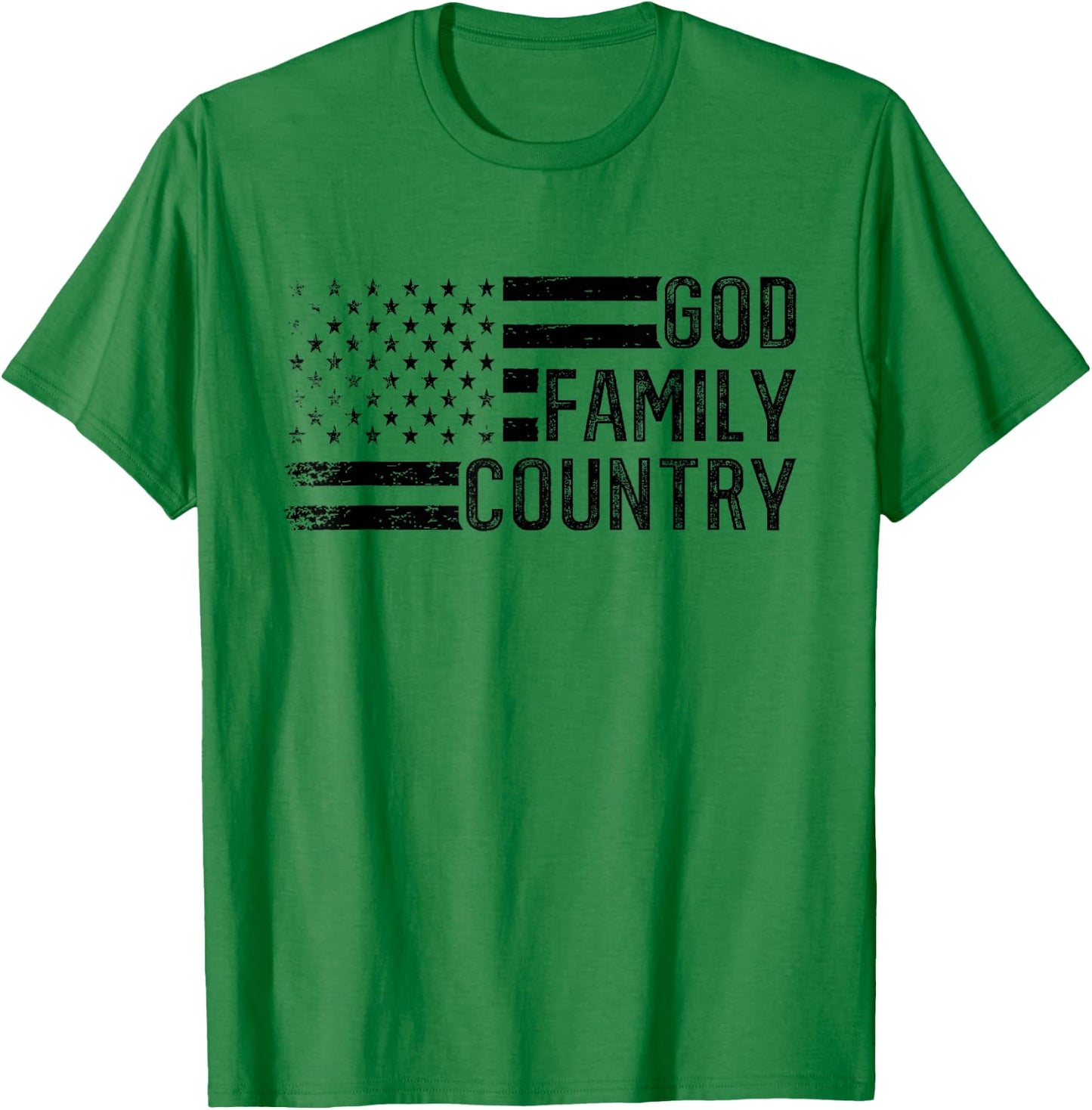 God Family Country - Patriotic Christian US Flag T-Shirt - T-Shirt | Irish Green