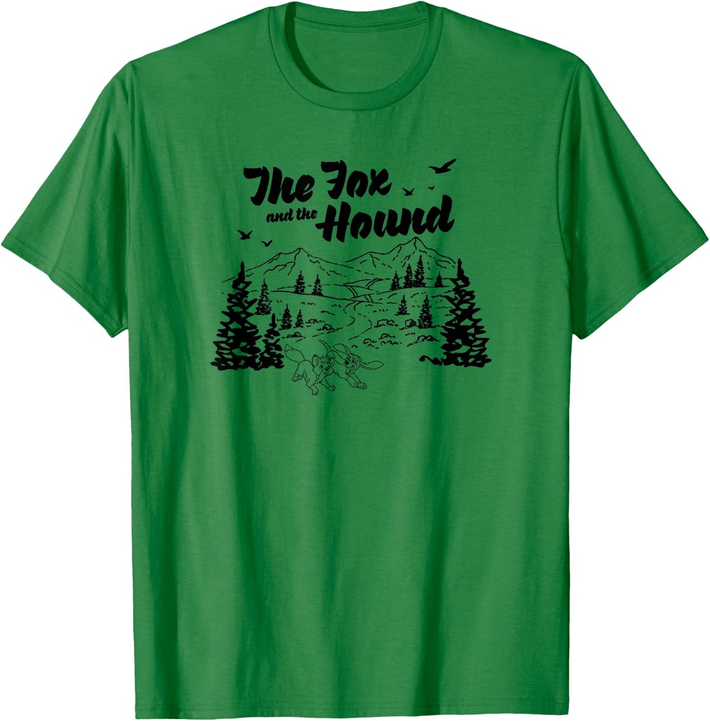 Disney The Fox and the Hound Friends Landscape Vintage Logo T-Shirt - T-Shirt | Irish Green