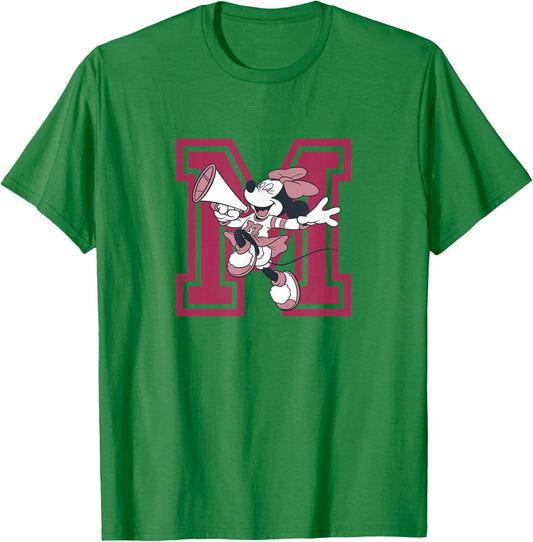 Disney Minnie Mouse Cute Cheerleader Vintage Pink Collegiate T-Shirt - T-Shirt | Irish Green