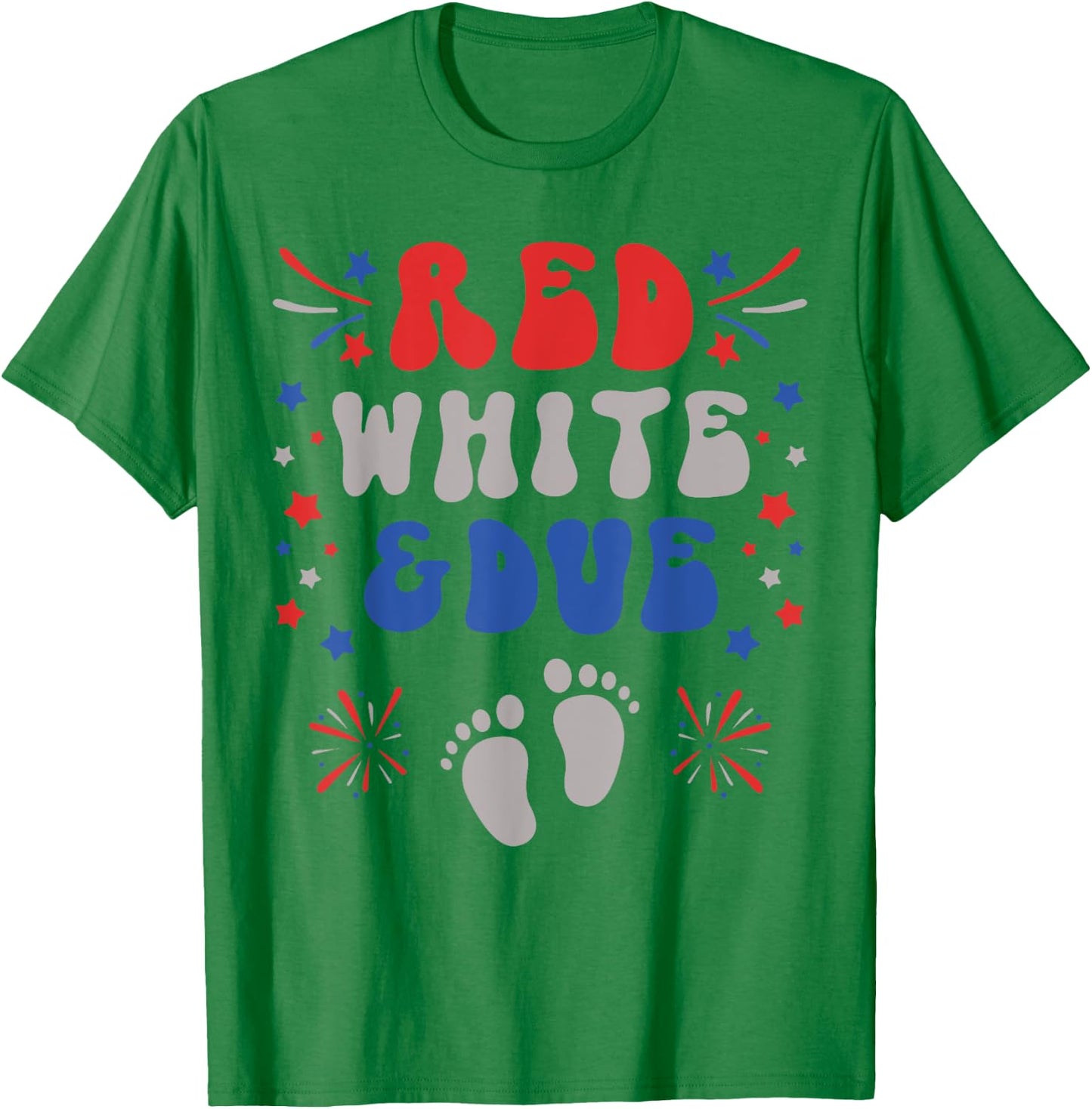 Red White and Due 4th of July Pregnancy Dress Baby Reveal Men T-Shirt - T-Shirt | Irish Green
