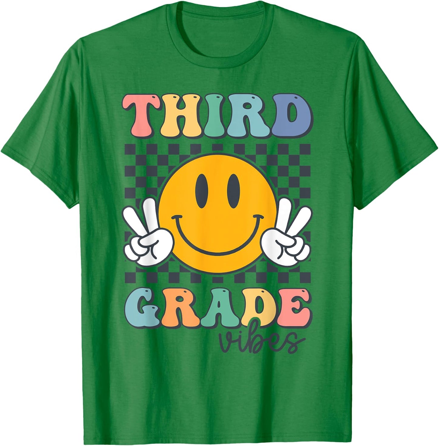 Third Grade Vibes Retro Smile Back To School 3rd Grade Team T-Shirt - T-Shirt | Irish Green