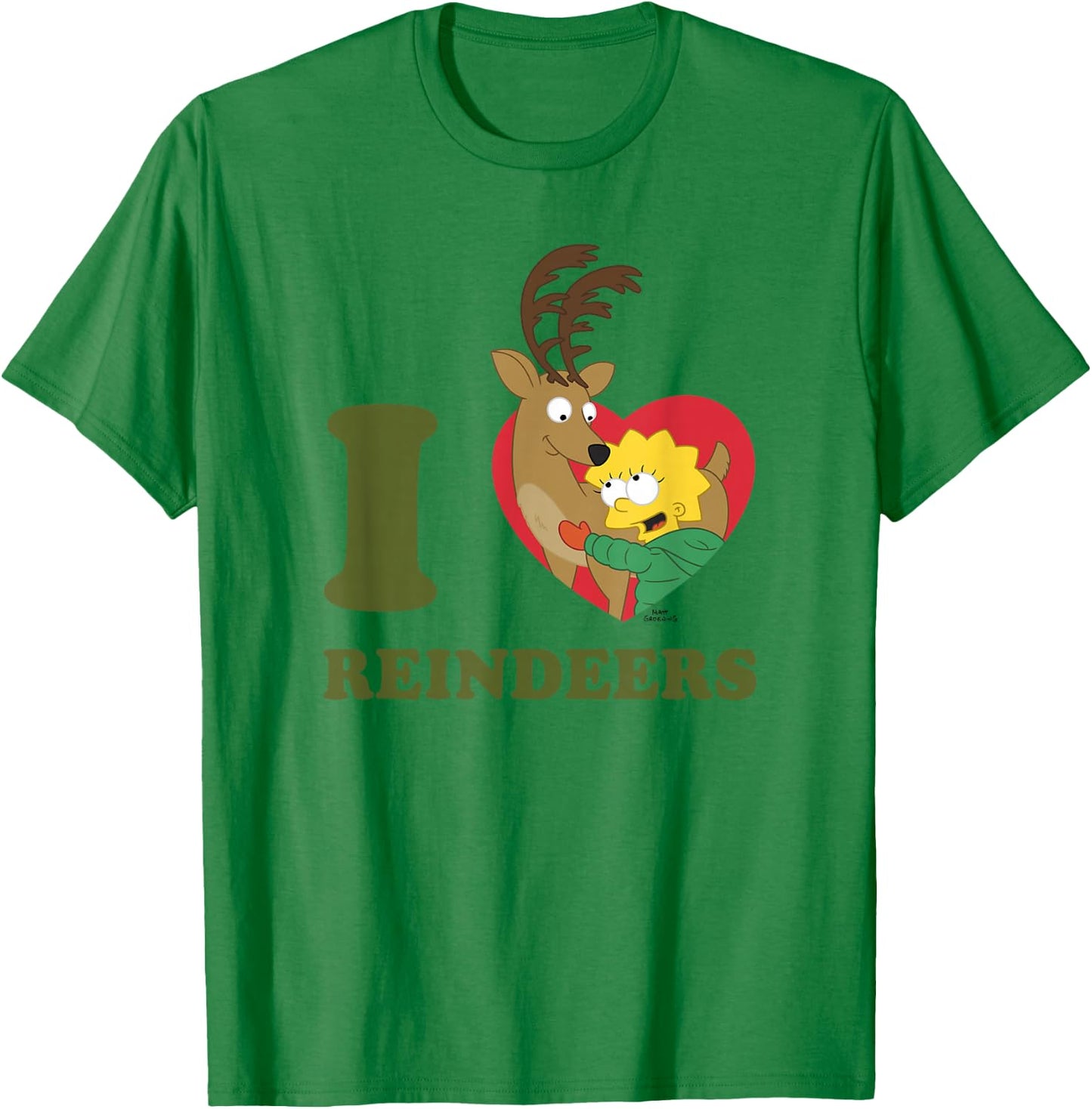 The Simpsons Christmas Maggie I Love Reindeers T-Shirt - T-Shirt | Irish Green