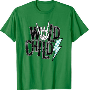 Wild Child Lightning Checkered T-Shirt - T-Shirt | Irish Green