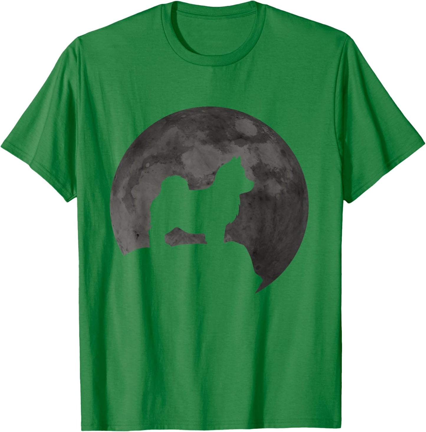 Moon And Dog Silhouette - Pomsky T-Shirt - T-Shirt | Irish Green
