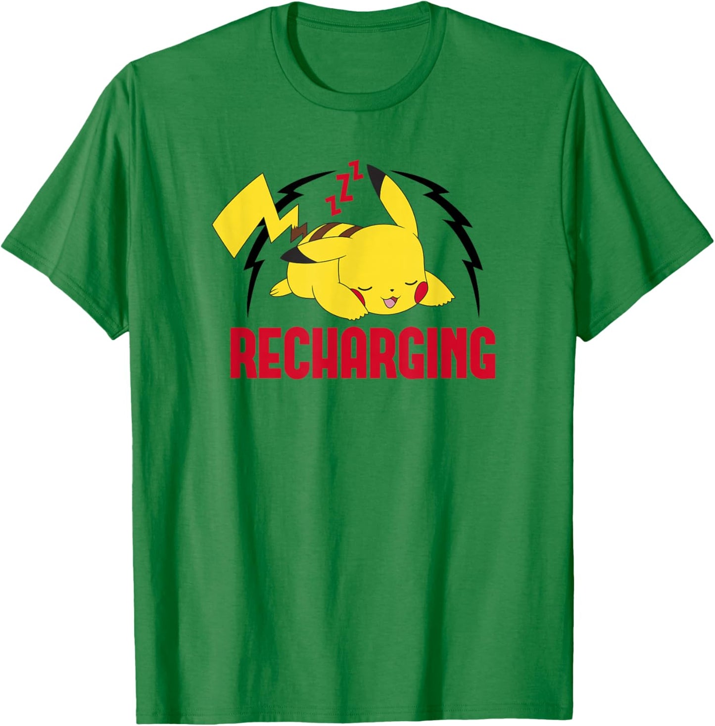 Pokémon Pikachu Sleeping Recharging Poster T-Shirt - T-Shirt | Irish Green