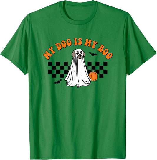 My Dog Is Boo Funny Dog Owner Boo Ghost Lover Halloween T-Shirt - T-Shirt | Irish Green