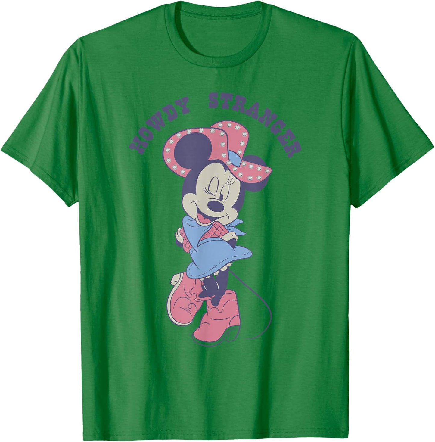 Disney Minnie Mouse Sassy Cowgirl Howdy Stranger Wink Logo T-Shirt - T-Shirt | Irish Green
