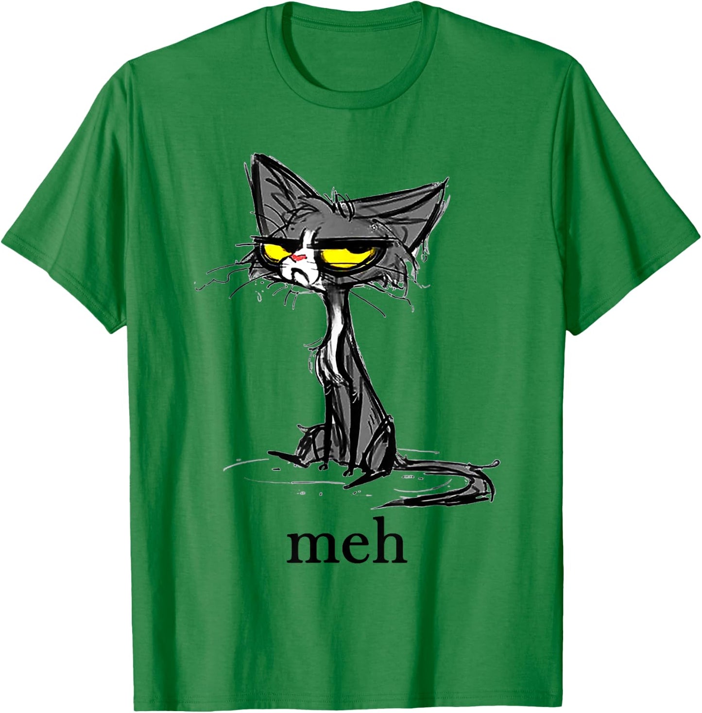 Funny Meh Cat Gift Cat Lovers Idea Men Women Girls Kids T-Shirt - T-Shirt | Irish Green