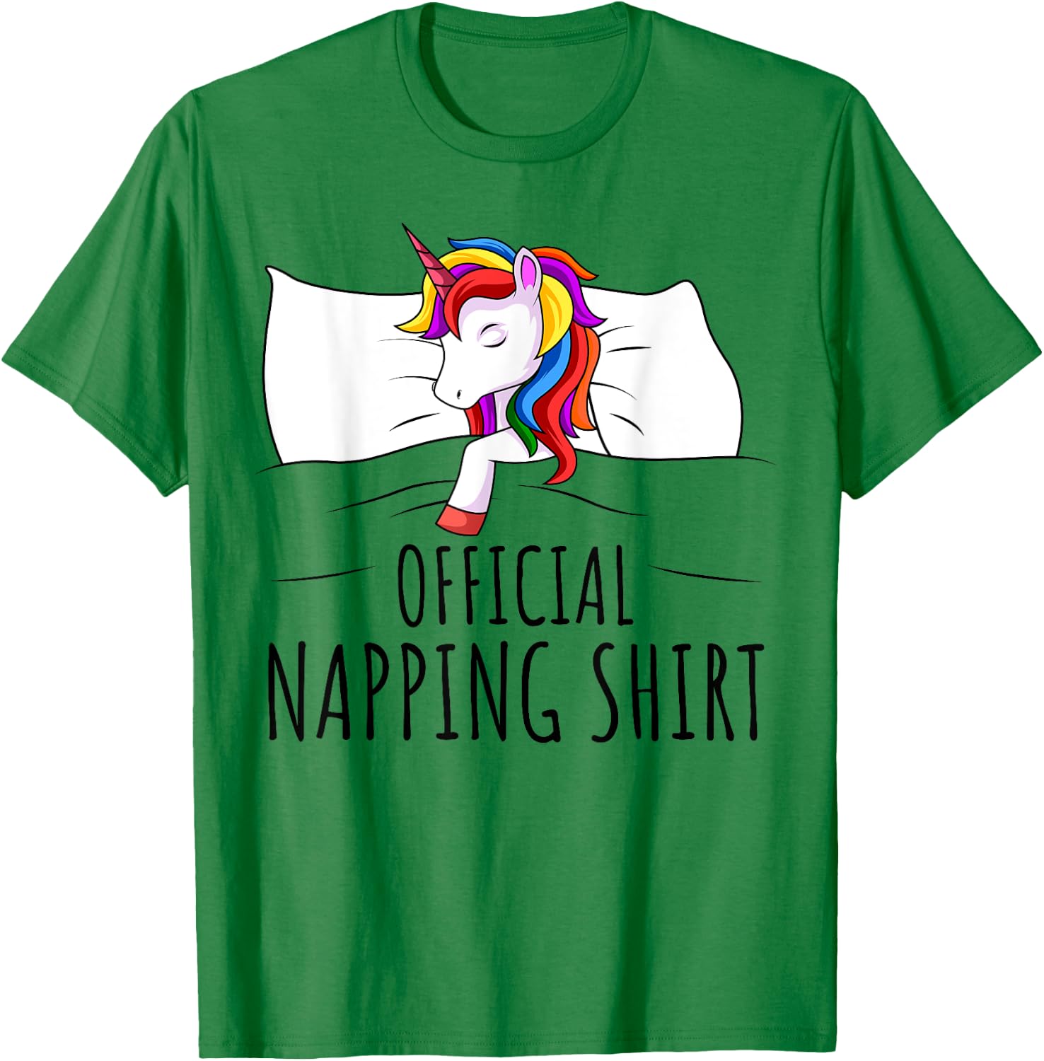Sleeping Unicorn Girls Women Official Napping T-Shirt - T-Shirt | Irish Green