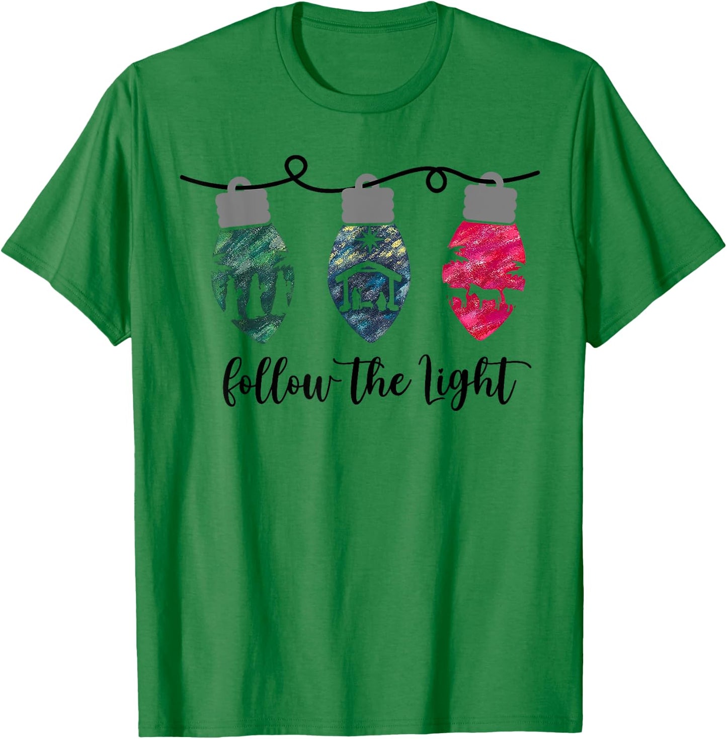Follow the Light Christ Xmas Light T-Shirt - T-Shirt | Irish Green