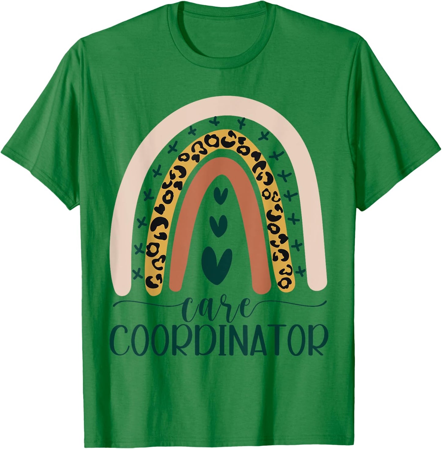 Care Coordinator Case Manager Social Worker Leopard Rainbow T-Shirt - T-Shirt | Irish Green