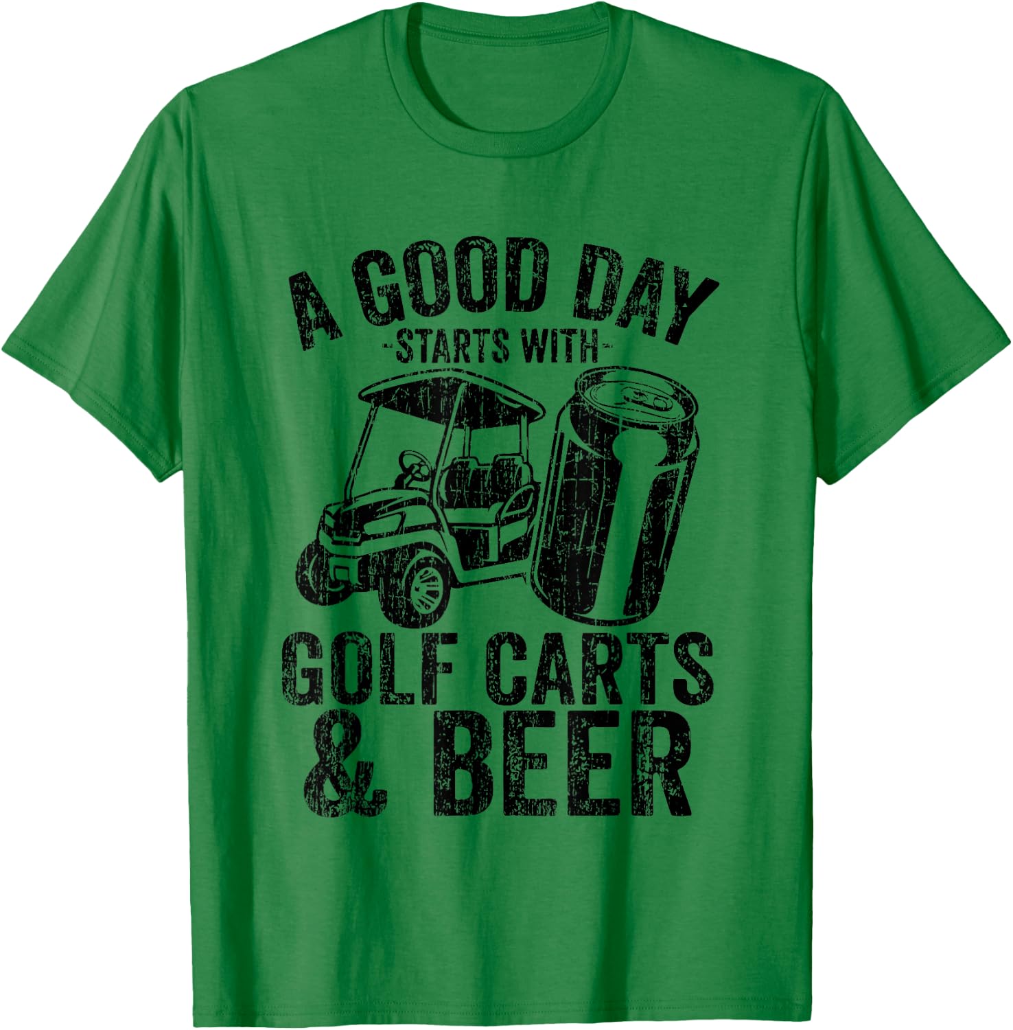 Vintage Retro A Good Day Starts With Golf Carts And Beer T-Shirt - T-Shirt | Irish Green
