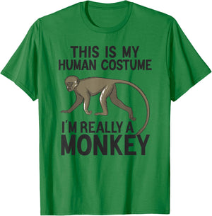 Simple Halloween Costumes Women Funny Monkey Costume T-Shirt - T-Shirt | Irish Green