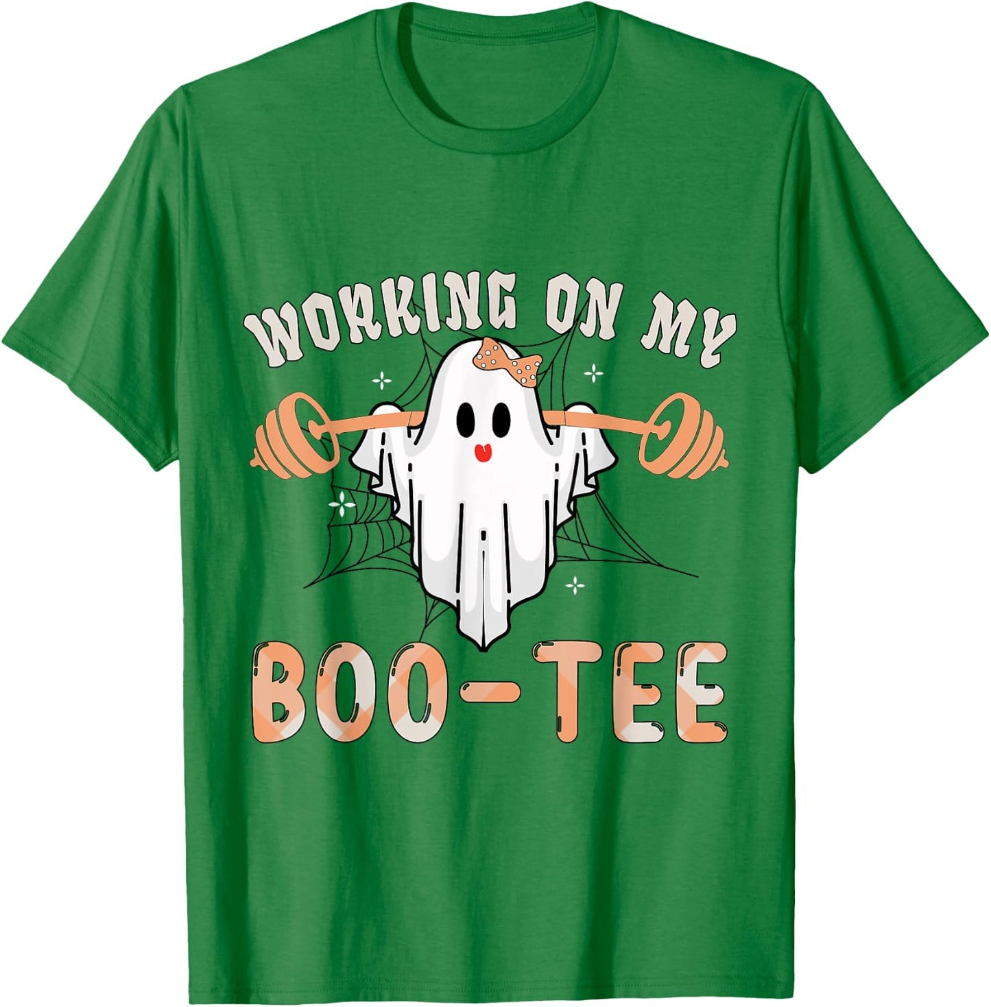 Working On My Bootee Ghost Boo Gym Spooky Funny Halloween T-Shirt - T-Shirt | Irish Green