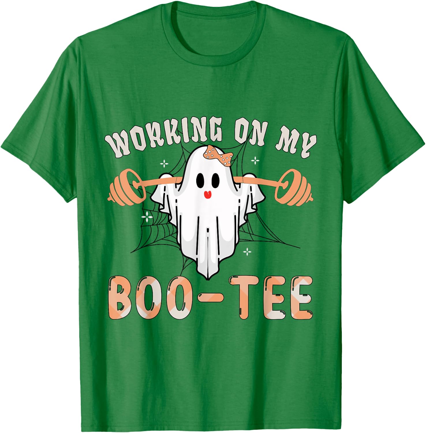 Working On My Bootee Ghost Boo Gym Spooky Funny Halloween T-Shirt - T-Shirt | Irish Green