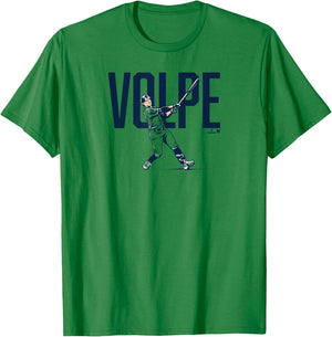Anthony Volpe - Swing - New York Baseball T-Shirt - T-Shirt | Irish Green