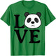 LOVE Panda Cute Funny Kawaii Minimalist Graphic Design T-Shirt - T-Shirt | Irish Green