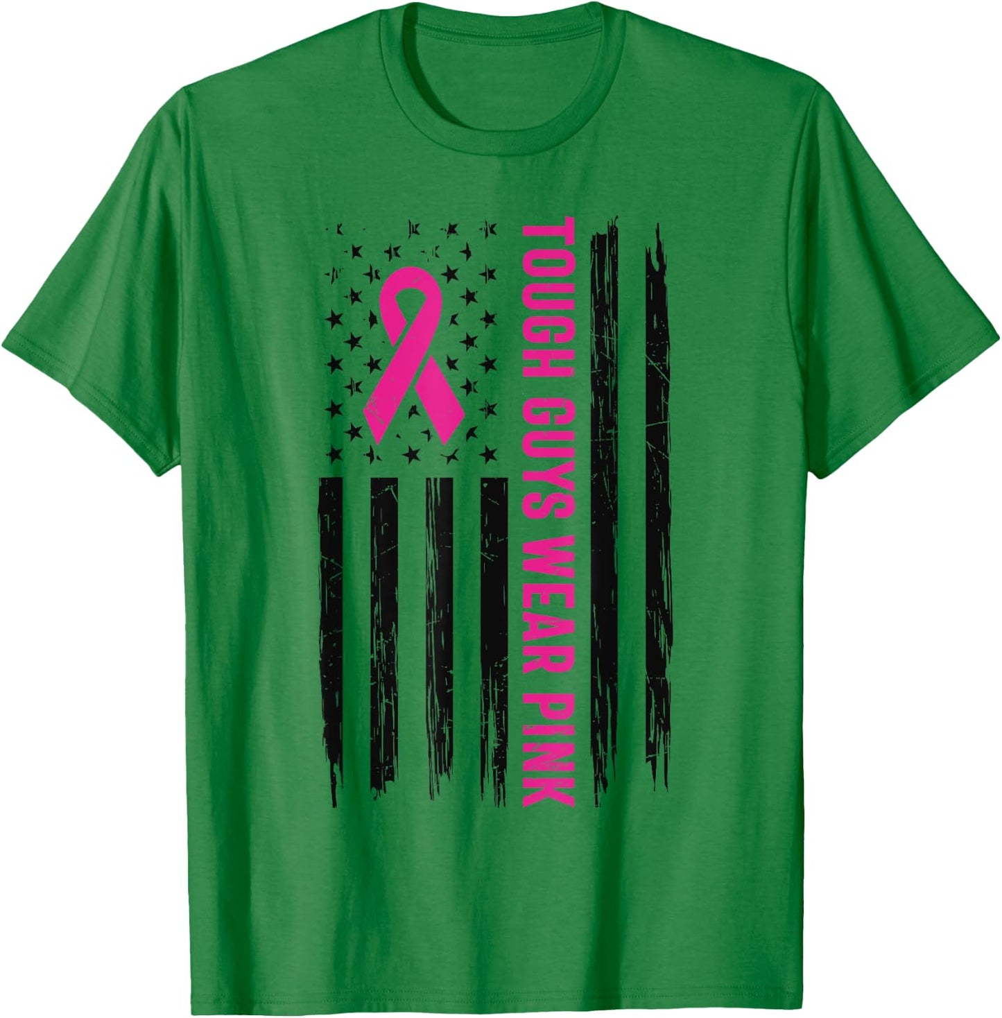 Tough Guys Wear Pink Cool Pink Ribbon Flag T-Shirt - T-Shirt | Irish Green