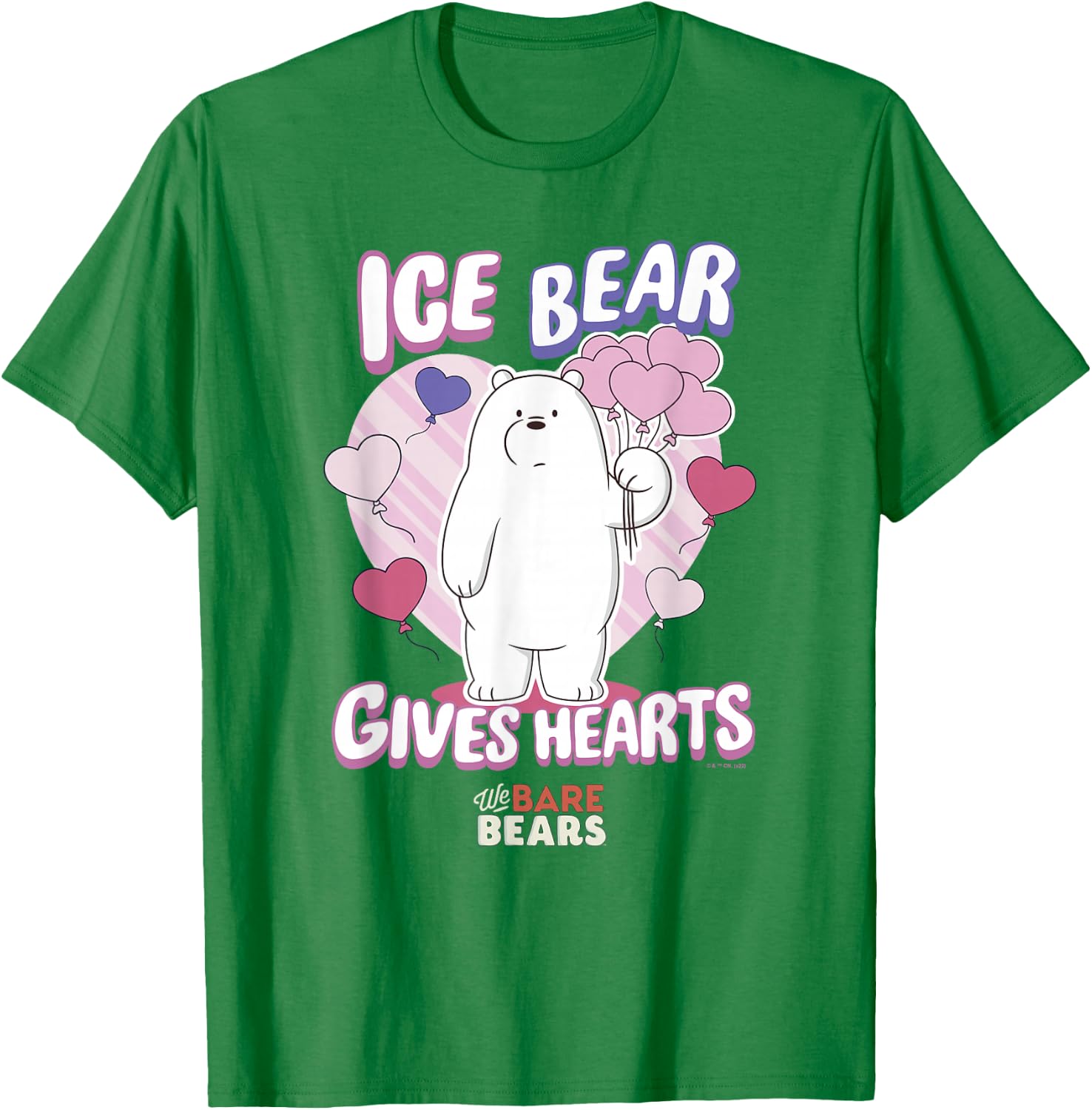 We Bare Bears Valentine's Day Ice Bear Hearts T-Shirt - T-Shirt | Irish Green