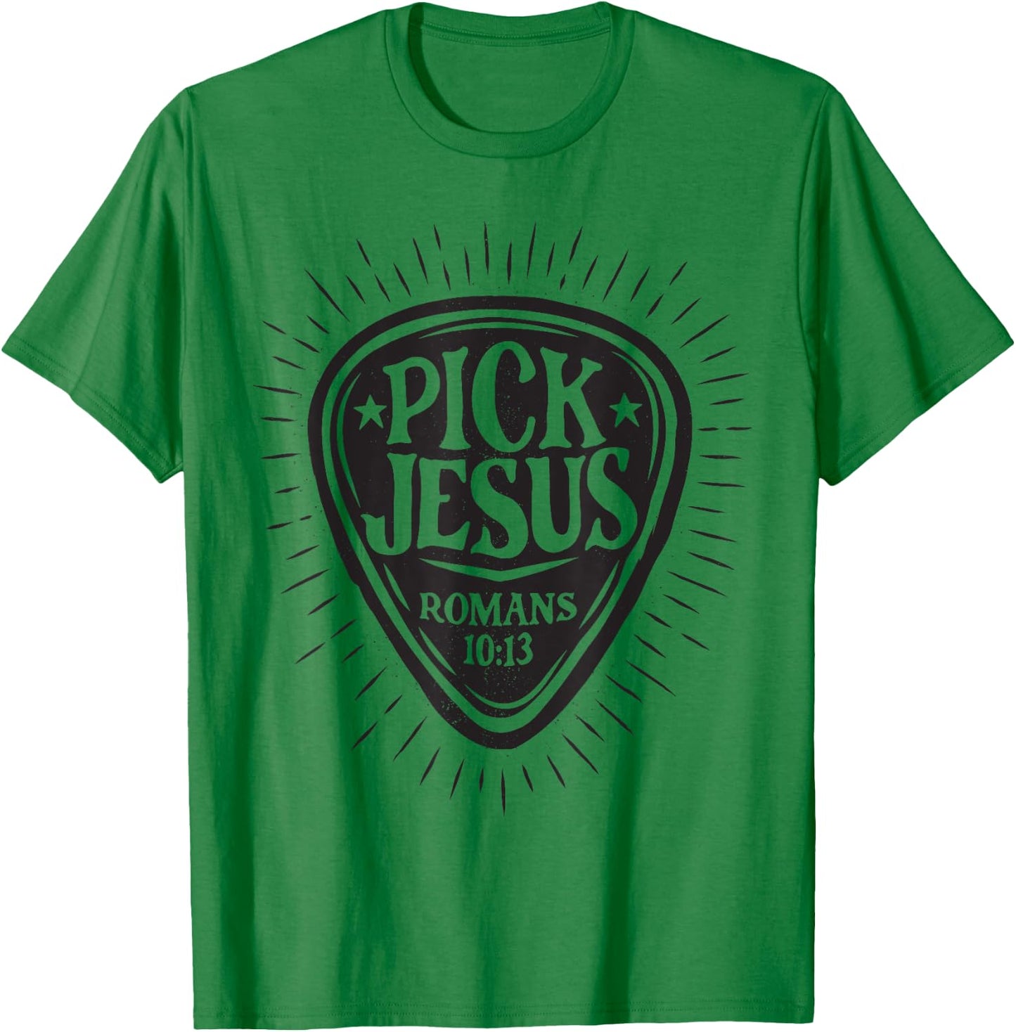 Guitar Pick Jesus Christian Music Guitarist Pastor Retro T-Shirt - T-Shirt | Irish Green