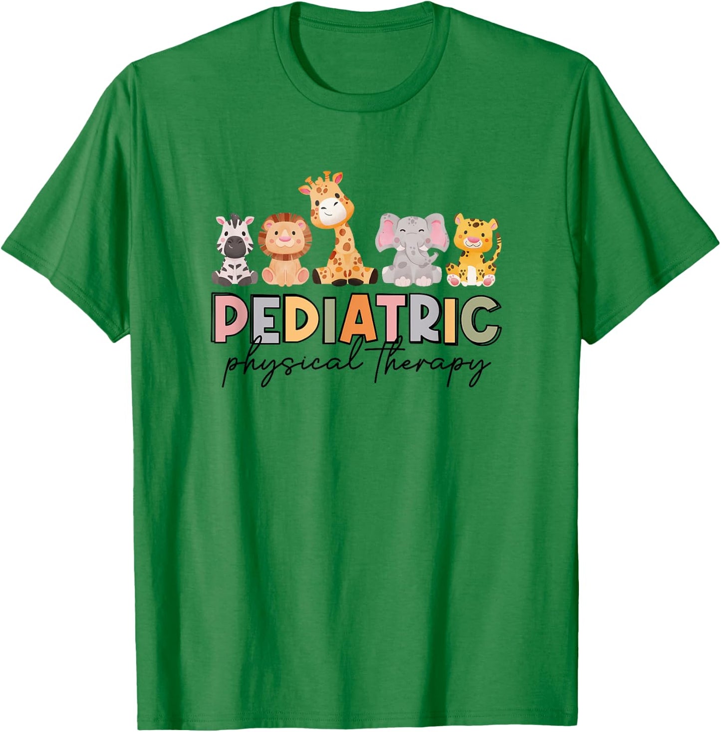 Pediatric Physical Therapy Therapist PT Crew Safari Animals T-Shirt - T-Shirt | Irish Green