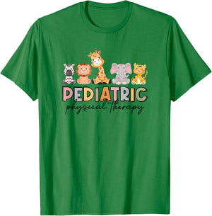 Pediatric Physical Therapy Therapist PT Crew Safari Animals T-Shirt - T-Shirt | Irish Green