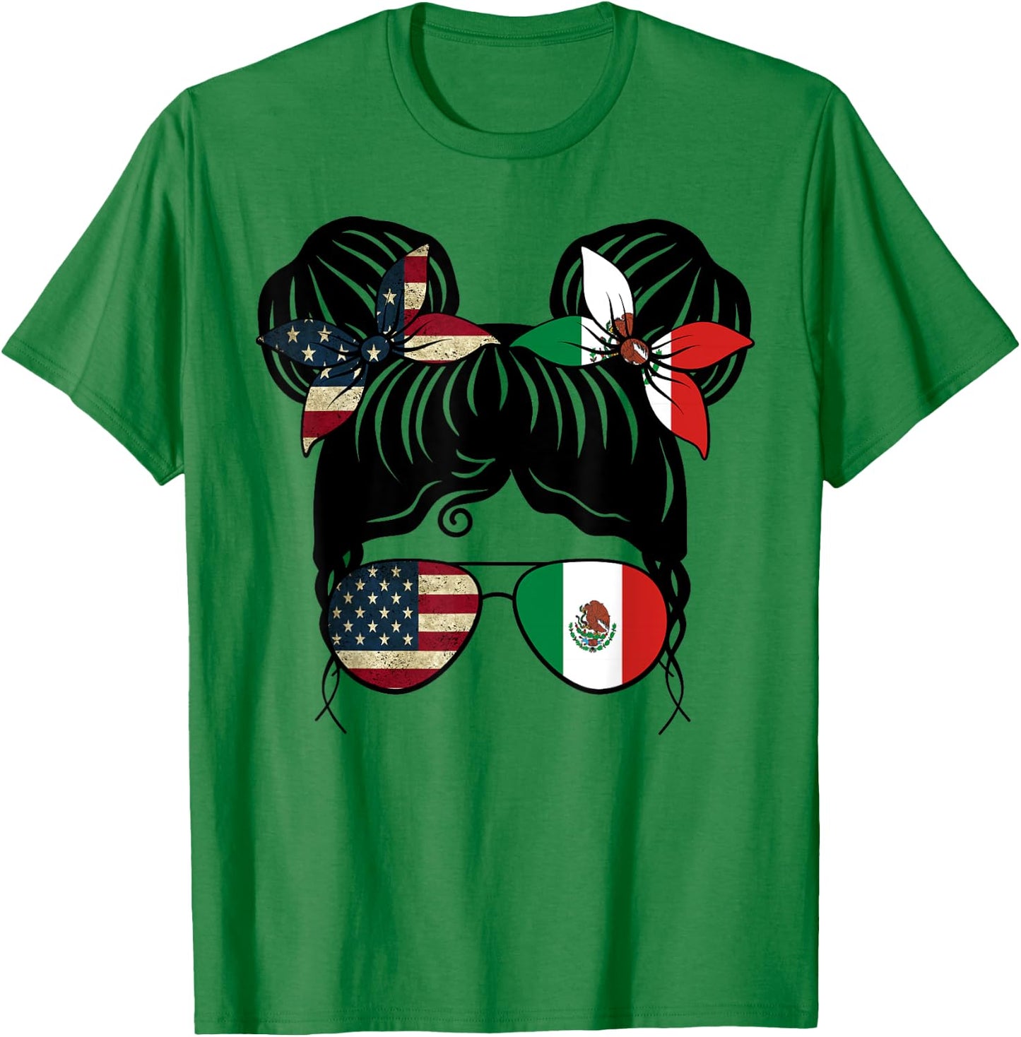 Half American Half Mexican Girl USA Mexico Flag Kids T-Shirt - T-Shirt | Irish Green