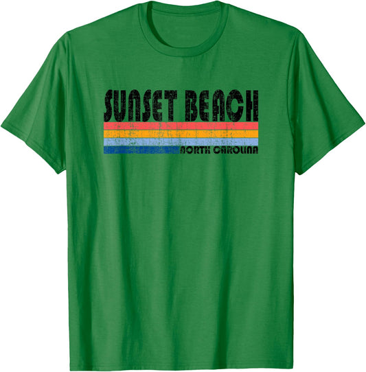 Vintage 70s 80s Style Sunset Beach, NC Women T-Shirt - T-Shirt | Irish Green