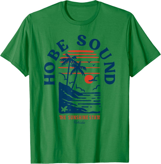 Hobe Sound Florida Retro Surfer Vintage Beach Men Women T-Shirt - T-Shirt | Irish Green